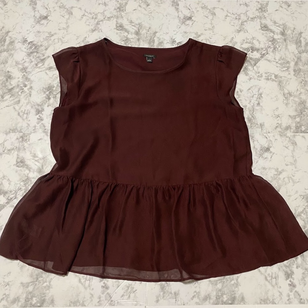 Ann Taylor chiffon sleeveless ruffle top size L